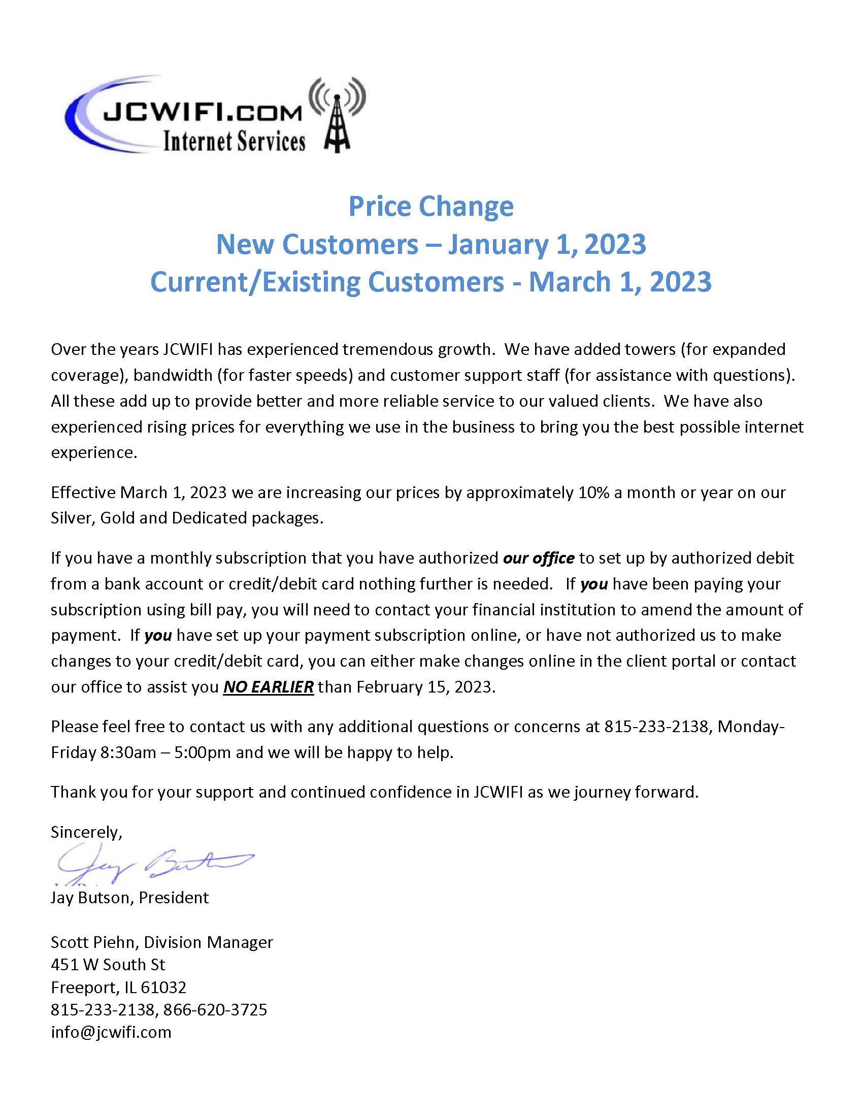 Service Packages | JCWIFI